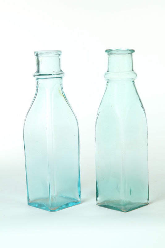 TWO BLOWN MOLDED PICKLE BOTTLES. 