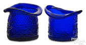 TWO BLOWN THREE-MOLD COBALT BL