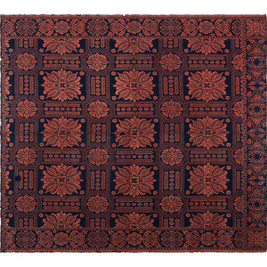Two Blue and Orange Jacquard Wool