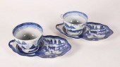 TWO BLUE AND WHITE CANTON SNAC