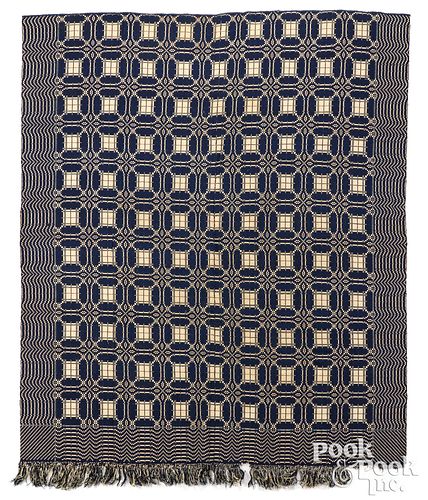 TWO BLUE AND WHITE COVERLETS,