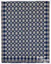 TWO BLUE AND WHITE COVERLETS,