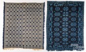 TWO BLUE AND WHITE COVERLETS,