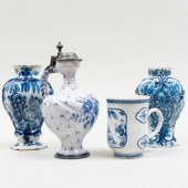 TWO BLUE AND WHITE DELFT VASES
