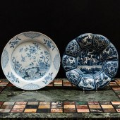 TWO BLUE AND WHITE DELFT DISHE