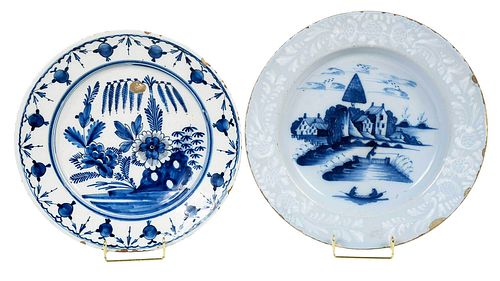 TWO BLUE AND WHITE DELFTWARE