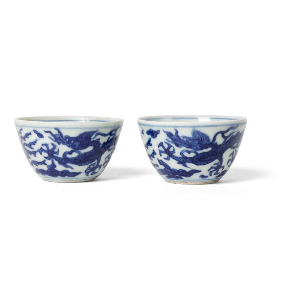 TWO BLUE AND WHITE 'DRAGON AND