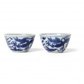 TWO BLUE AND WHITE 'DRAGON AND