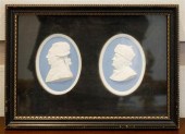 TWO BLUE AND WHITE JASPERWARE