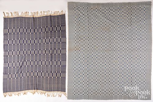 TWO BLUE AND WHITE OVERSHOT