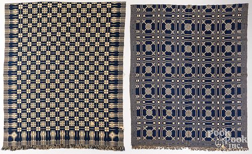 TWO BLUE AND WHITE OVERSHOT