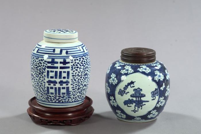 Two Blue and White Porcelain Ginger