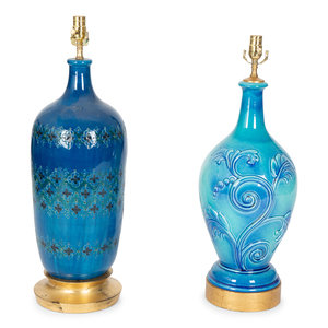 Two Blue Glazed Pottery Vases