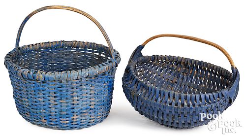 TWO BLUE PAINTED SPLINT GATHERING