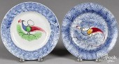 TWO BLUE PEAFOWL SPATTER TODDY