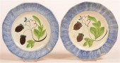 TWO BLUE SPATTER CHINA ACORN P