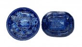 TWO BLUE STAFFORDSHIRE PLATES