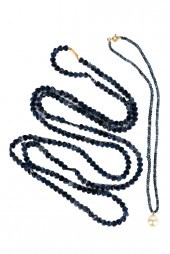 TWO BLUE STONE BEADED NECKLACE