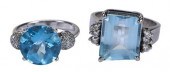 TWO BLUE TOPAZ AND DIAMOND RIN