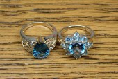 TWO BLUE TOPAZ AND YELLOW GOLD