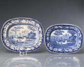 TWO BLUE & WHITE PLATTERS, CIR