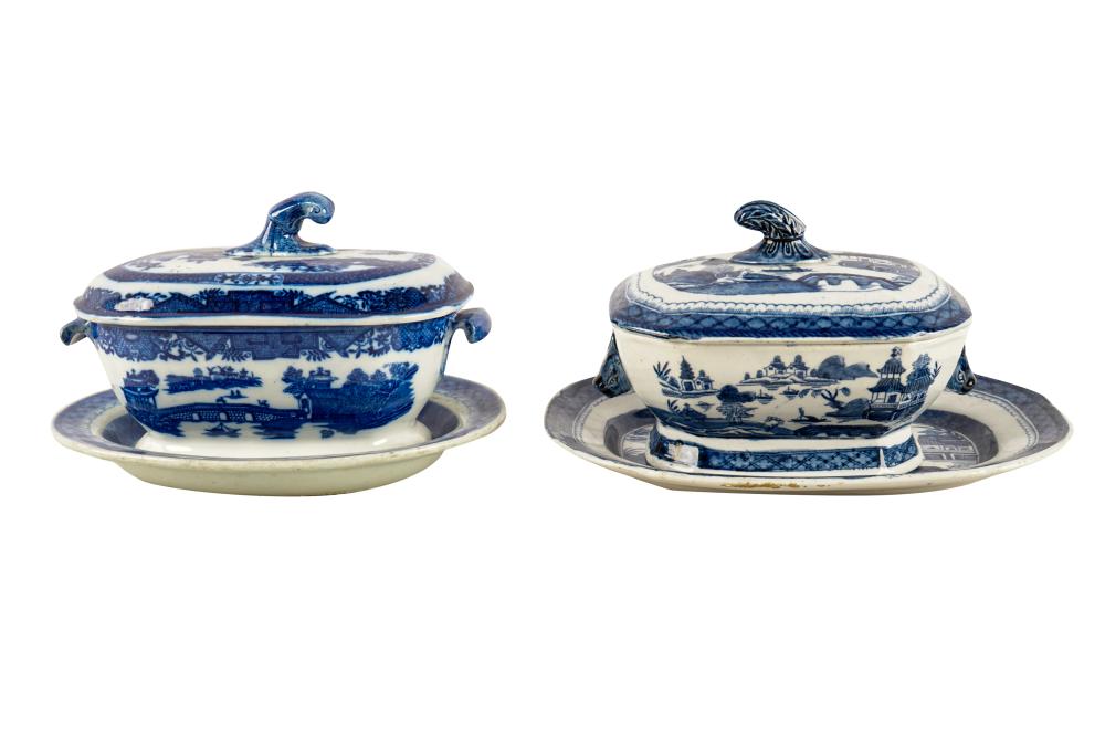 TWO BLUE & WHITE PORCELAIN