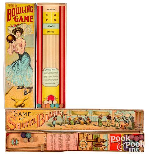TWO BOARD GAMES; BOWLING AND SHOVEL