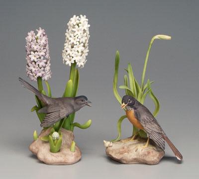Two Boehm bird figurines: catbird