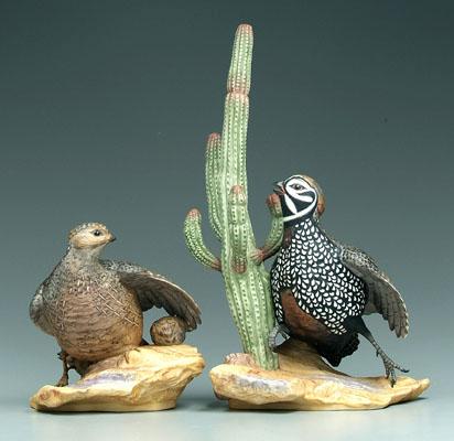 Two Boehm Mearns quails: both