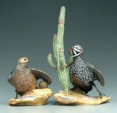 Two Boehm Mearns quails: both