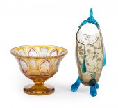 TWO BOHEMIAN ART GLASS ITEMSTw