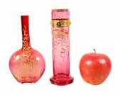 TWO BOHEMIAN CRANBERRY GLASS &