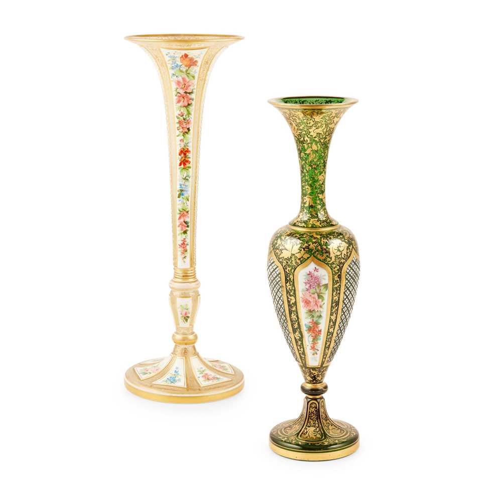 TWO BOHEMIAN GLASS OVERLAY