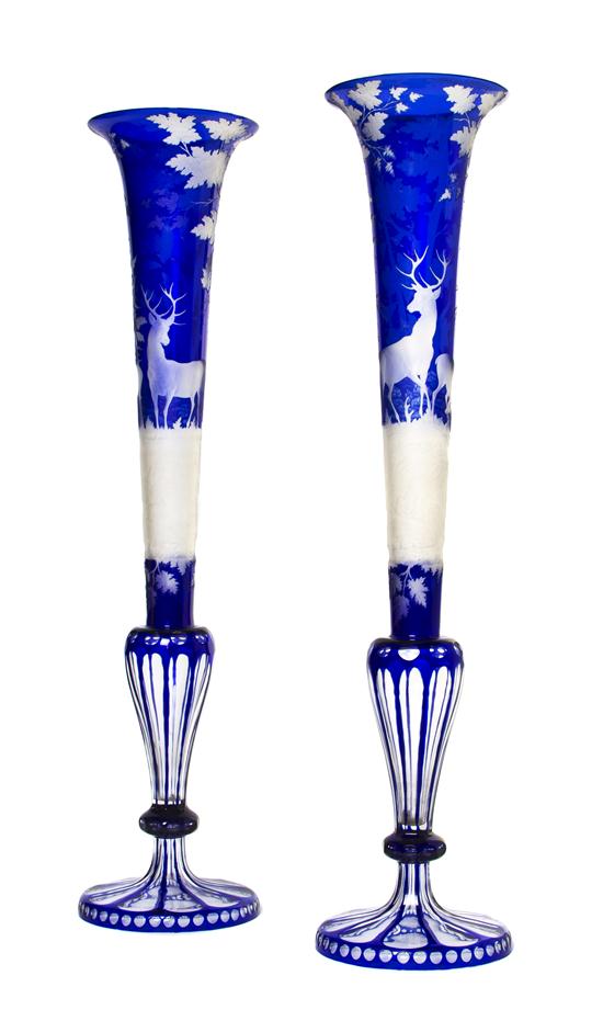 * Two Bohemian Glass Trumpet