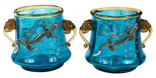 TWO BOHEMIAN GLASS VASES WITH