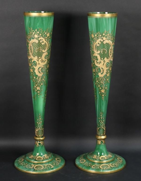 TWO BOHEMIAN GLASS VASESPar of