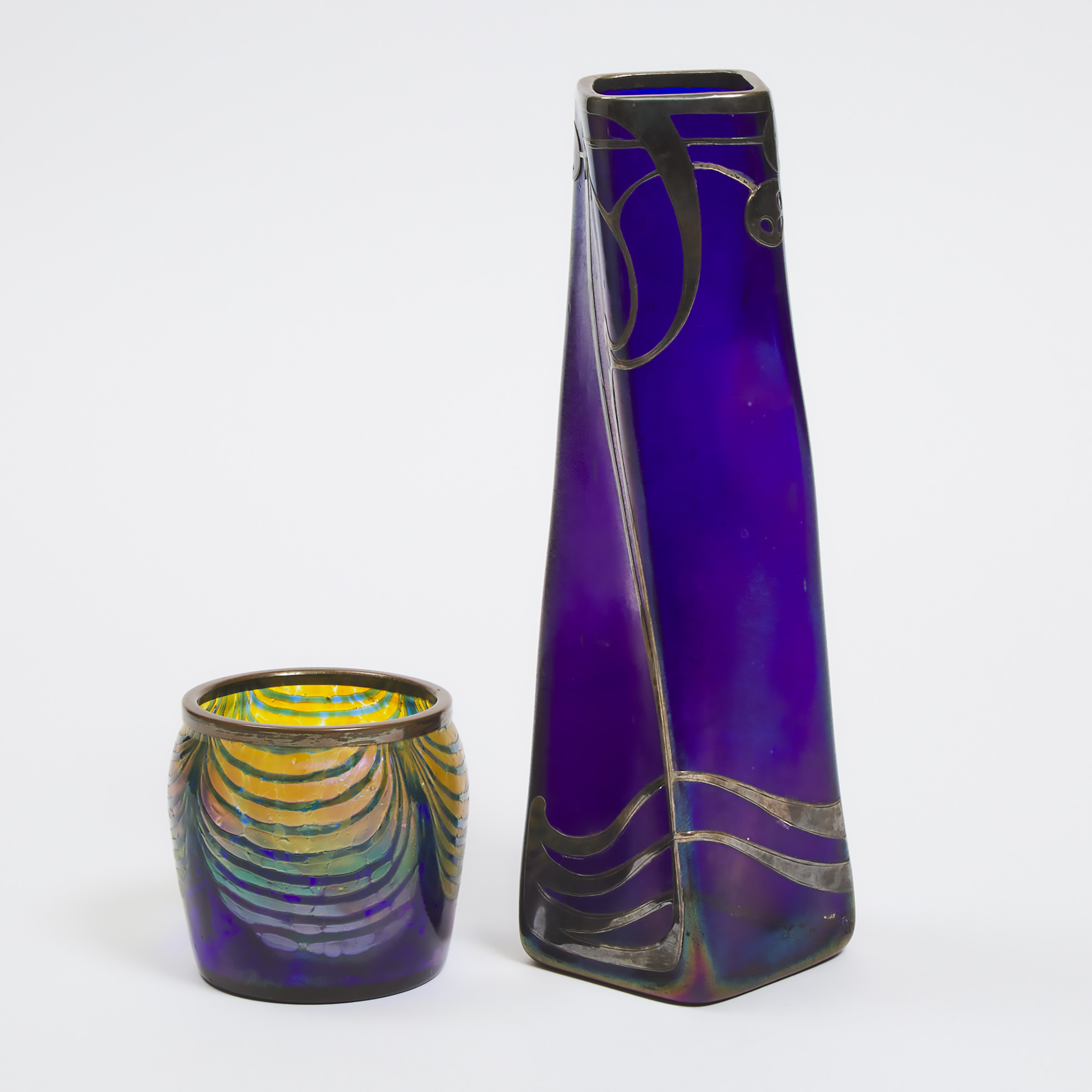 Two Bohemian Iridescent Glass