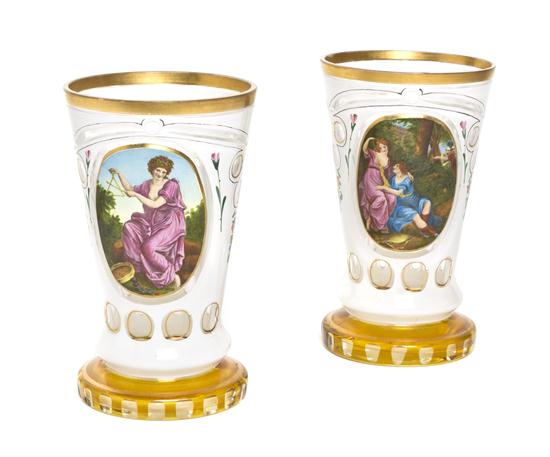 * Two Bohemian Overlay Enameled