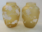 TWO BOHO ENAMEL ART GLASS VASE