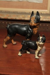 TWO BOSTON TERRIER DOORSTOPS.