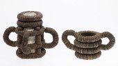 TWO BOTTLECAP TRAMP ART SCULPT
