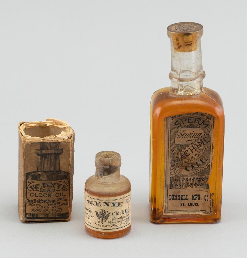TWO BOTTLES OF SPERM WHALE OIL 19TH