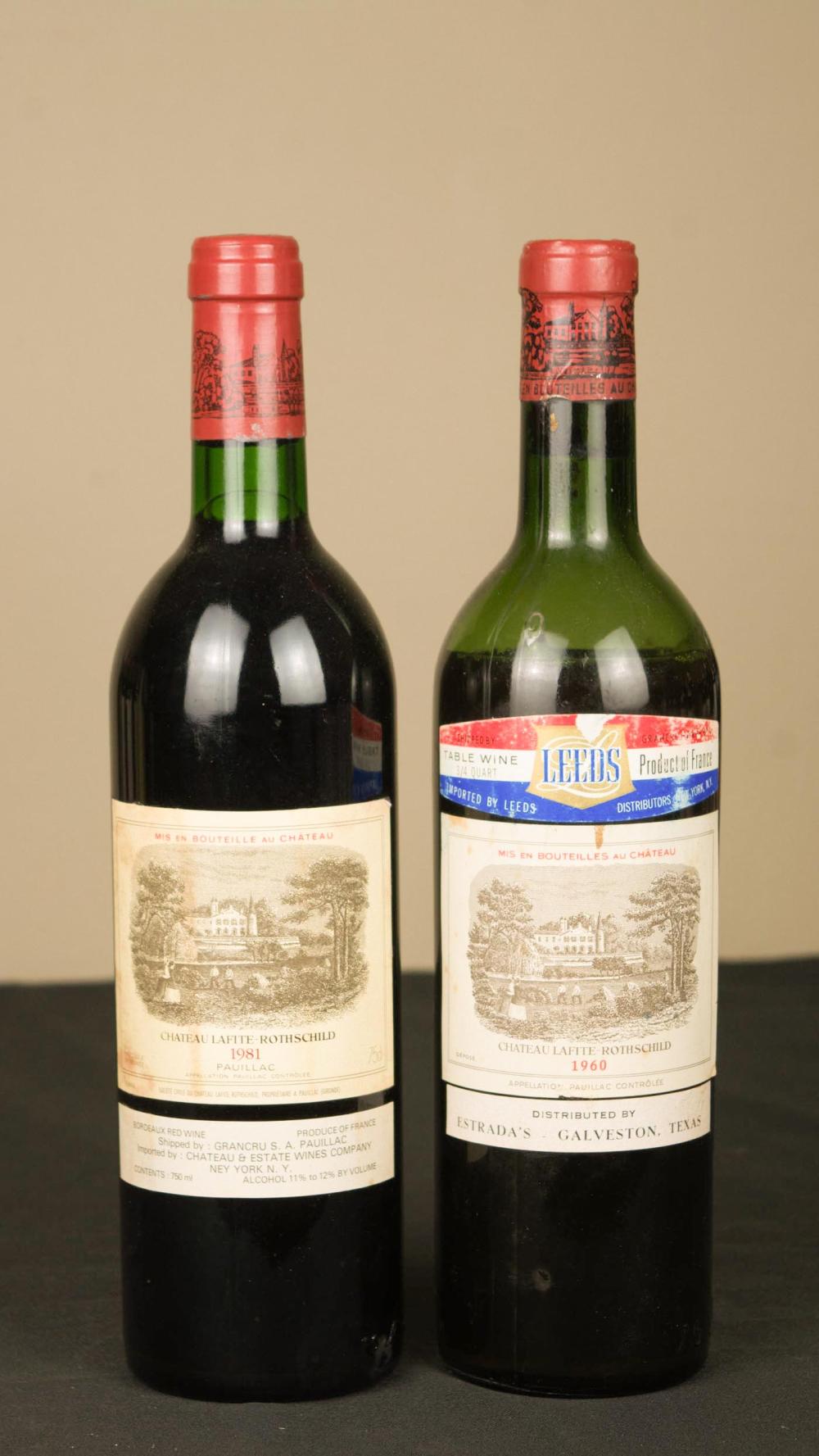 TWO BOTTLES OF VINTAGE FRENCH RED