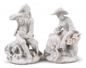 TWO BOW PORCELAIN FIGURES EMBL