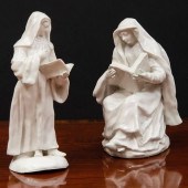 TWO BOW WHITE GLAZED PORCELAIN