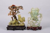 TWO BOWENITE CARVINGS HEIGHT O