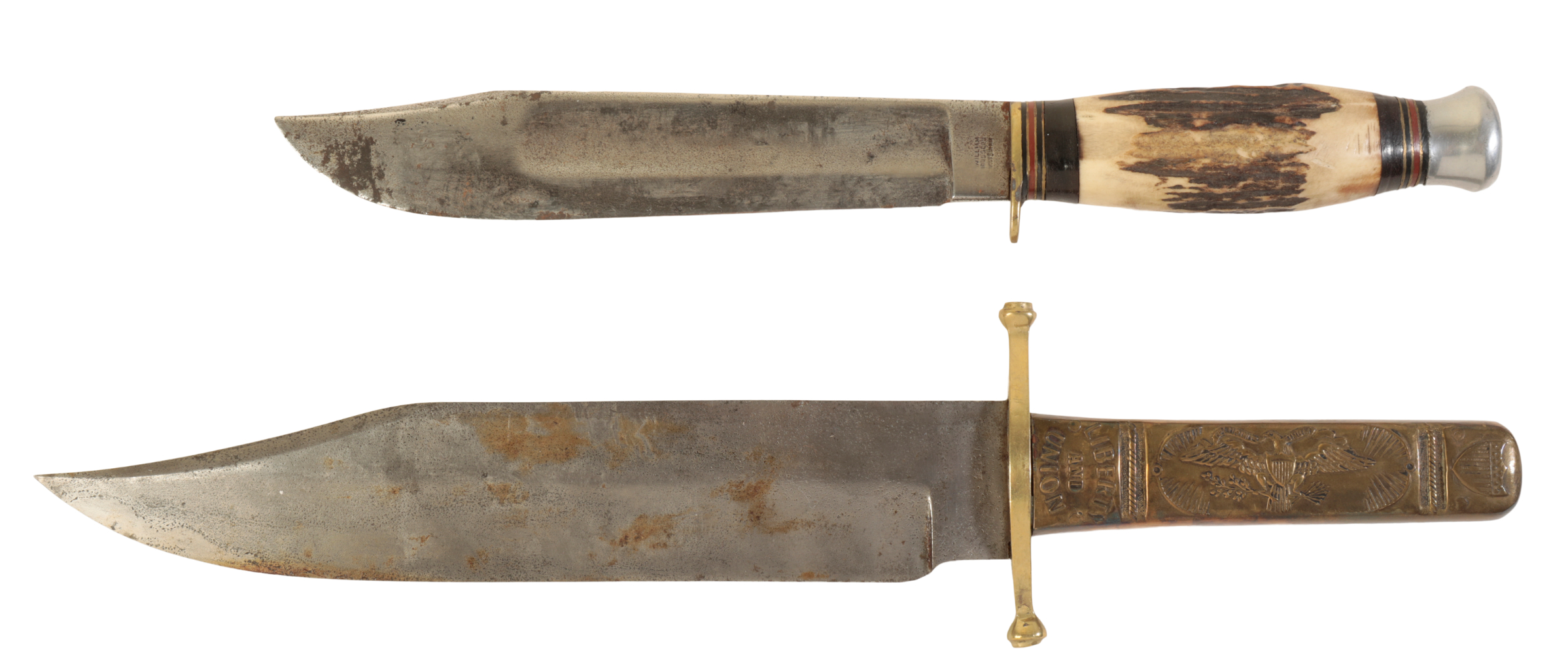 TWO BOWIE KNIVES the first a