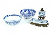 TWO BOWLS AND A DESK SET.  Twe