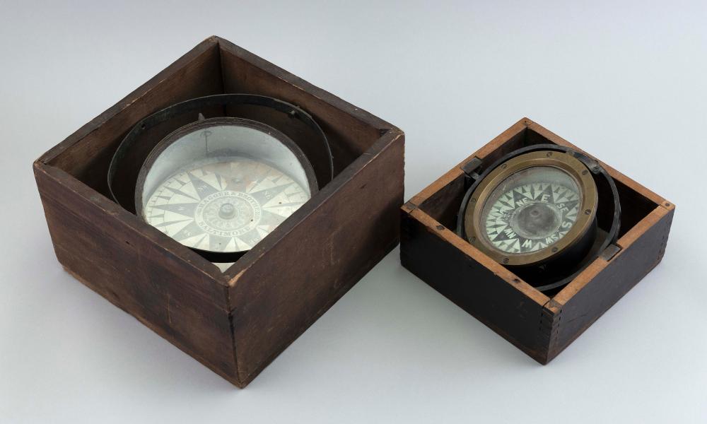 TWO BOXED COMPASSES 19TH CENTURY