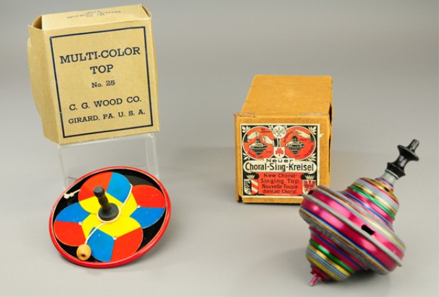 TWO BOXED TOPS Both made of tin